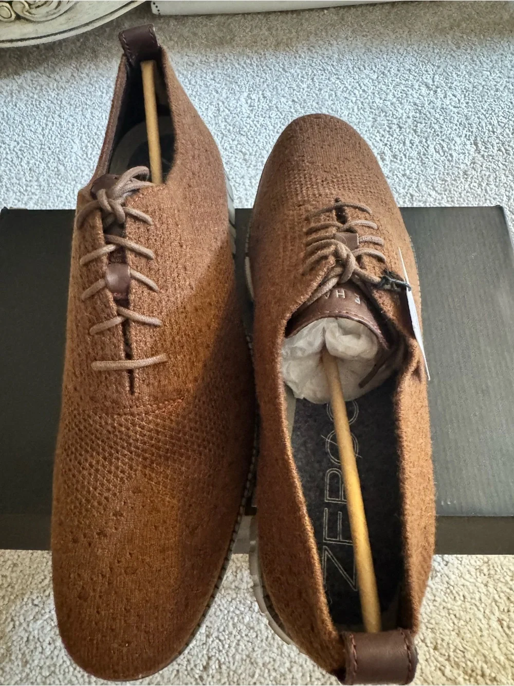Cole Haan Brown Knit Zerogrand Lace-Up Sneakers